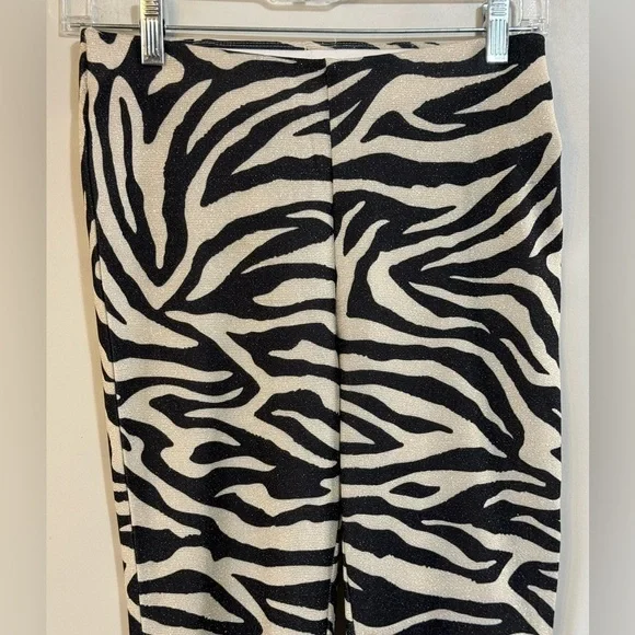 Women's Pull-on Zebra Print Bell Bottom Pants No Tags Measurements In Descr - Picture 2 of 7